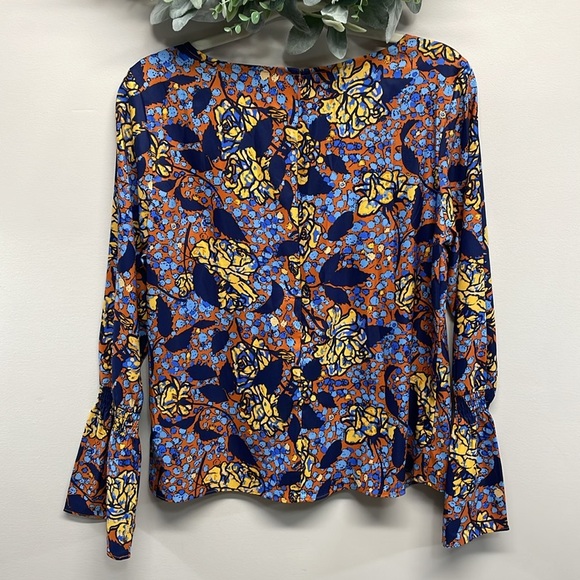 NWOT G.I.L.I. Got It Love It Long Sleeve Floral Bell Sleeve Blouse 8 - Picture 2 of 16